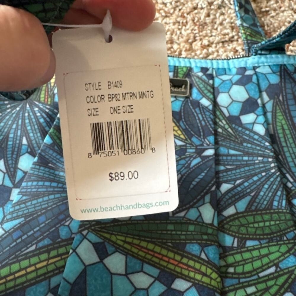 Beach by CLC Water Resistant Handbag NWT Blue Green Palm Psalm 16:11 - Picture 11 of 11